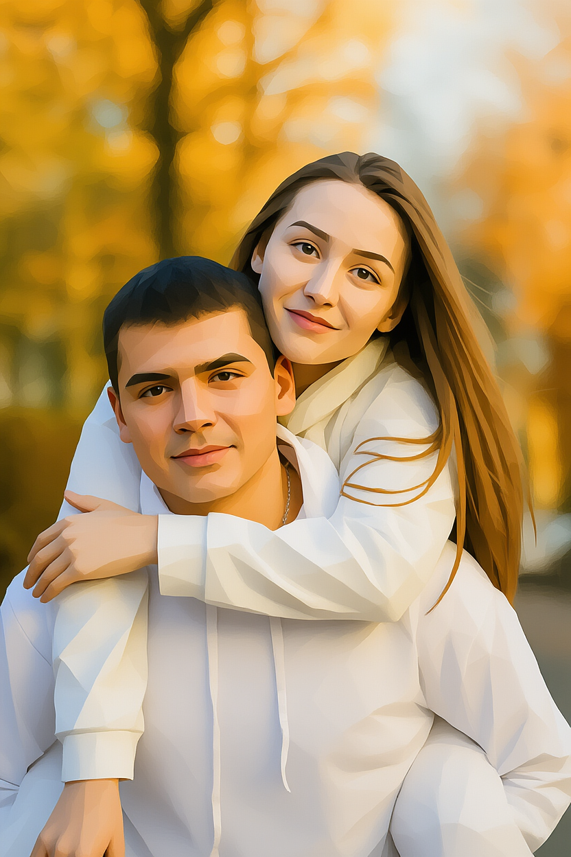 Low Poly stílusú személyes portré